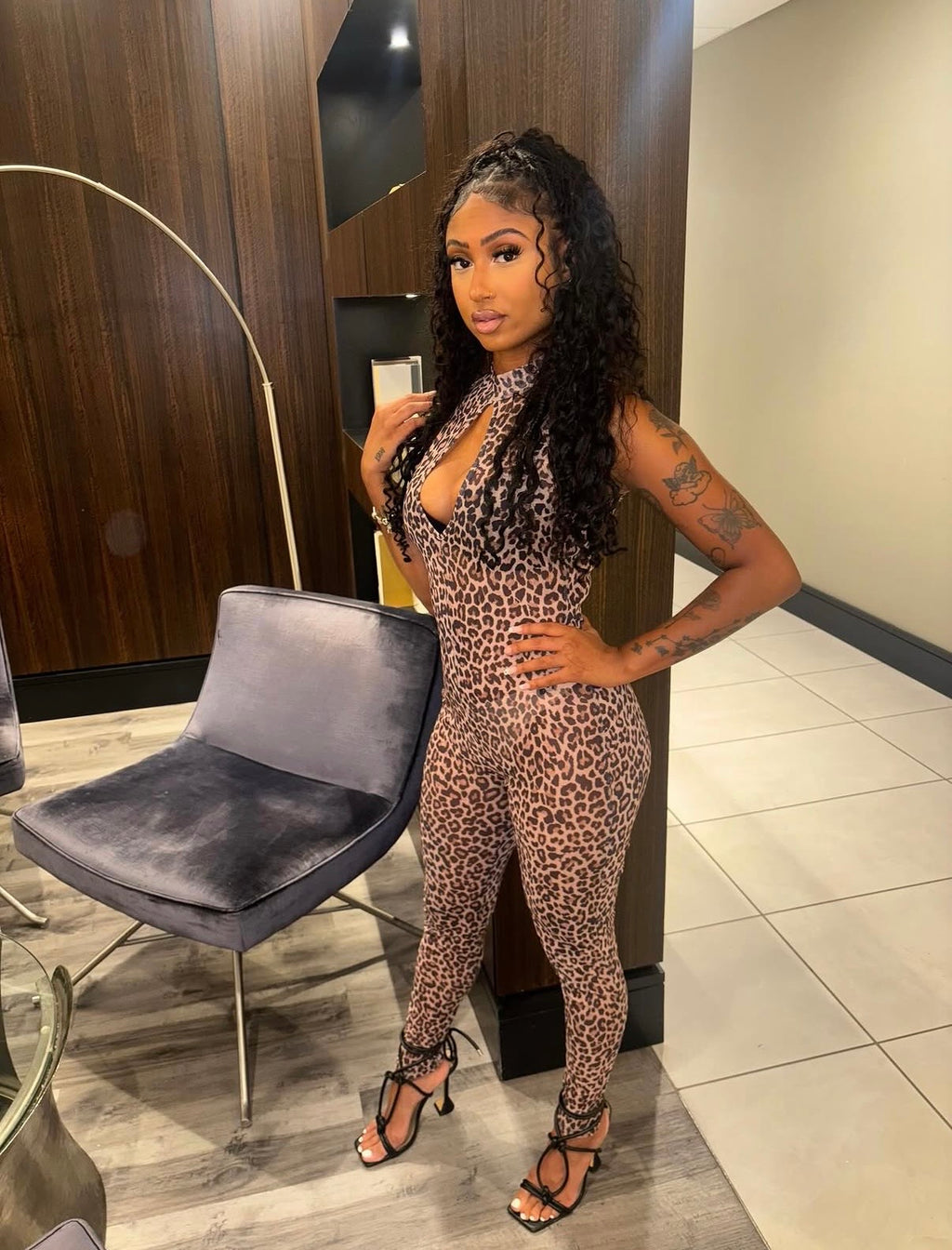 Leopard down Jumpsuit