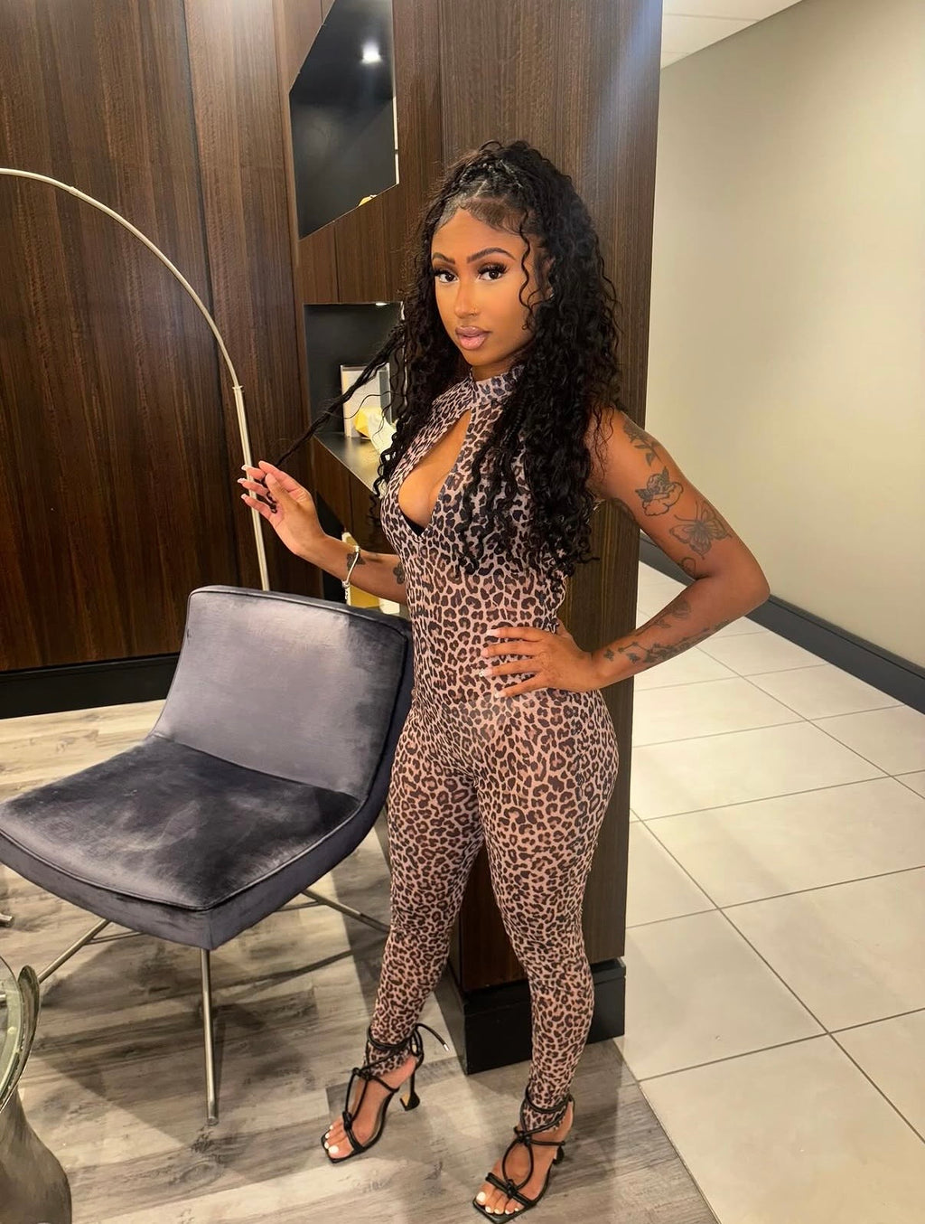 Leopard down Jumpsuit